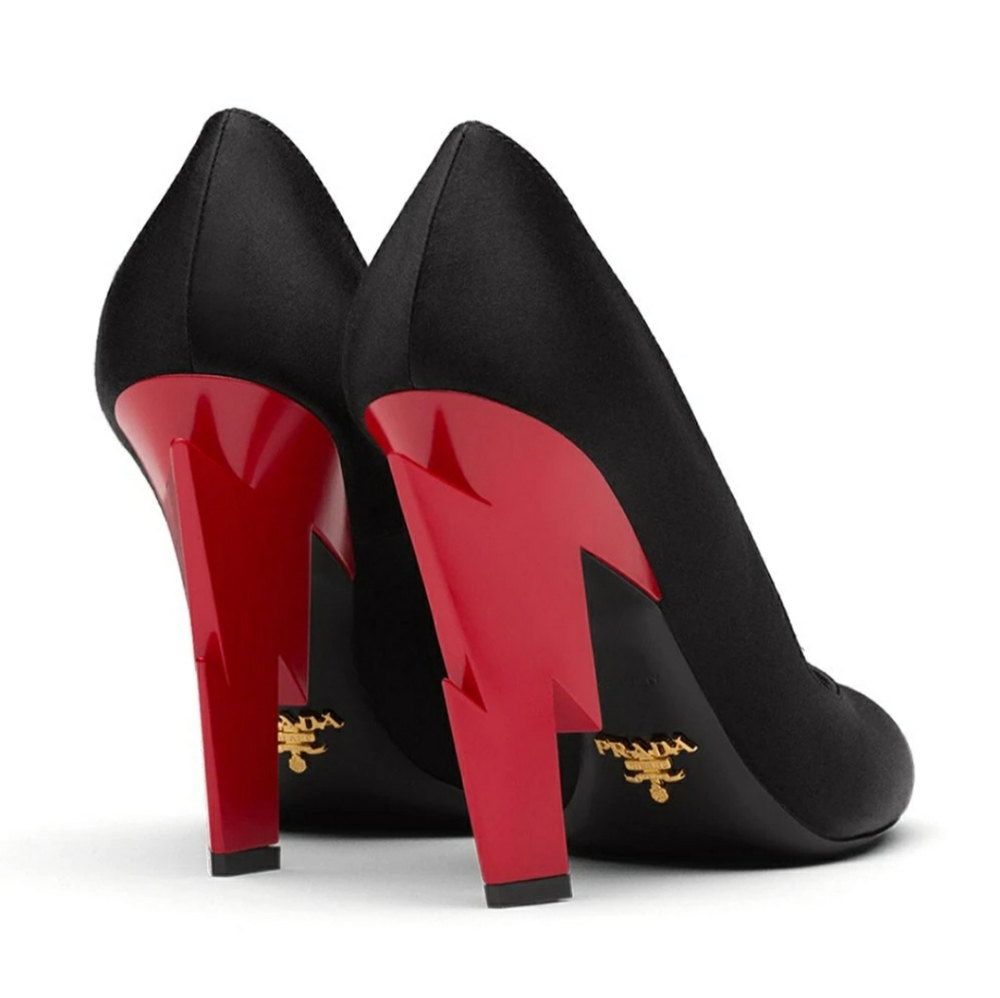 Prada satin black and red pumps size 40 NEW - Picture 3 of 8
